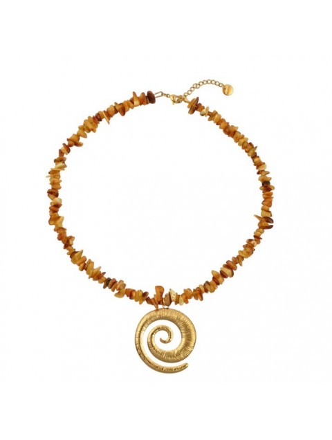 MAYOL JEWELRY Golden Brown Necklace Καφέ Επιχρυσωμένο Κολιέ
