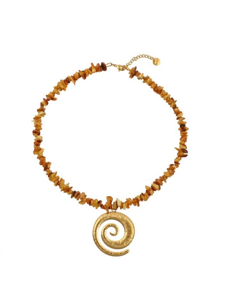MAYOL JEWELRY Golden Brown Necklace Καφέ Επιχρυσωμένο Κολιέ