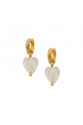 MAYOL JEWELRY Heart of Glass Earrings Crystal Επιχρυσωμένα Διάφανα Σκουλαρίκια από Ανοξείδωτο Ατσάλι σε Σχήμα Καρδιάς
