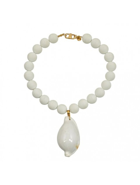 MAYOL JEWELRY I've Seen You on the Beach Necklace Λευκό Επιχρυσωμένο Κολιέ με Χάντρες
