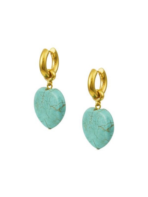 MAYOL JEWELRY Johanna Earrings Turquoise Gold Plated Stainless Steel Hoop Earrings