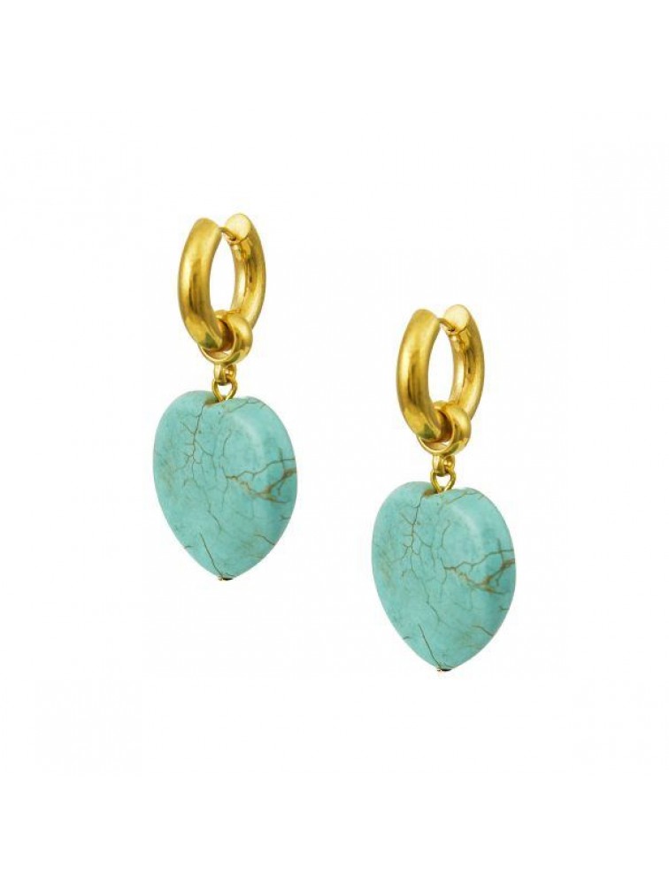 MAYOL JEWELRY Johanna Earrings Τιρκουάζ Επιχρυσωμένα Σκουλαρίκια κρίκοι από ανοξείδωτο ατσάλι