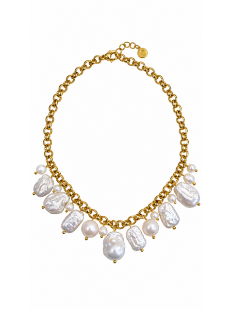 MAYOL JEWELRY Las Palmas Necklace Επιχρυσωμένο Κολιέ με Μαργαριτάρια