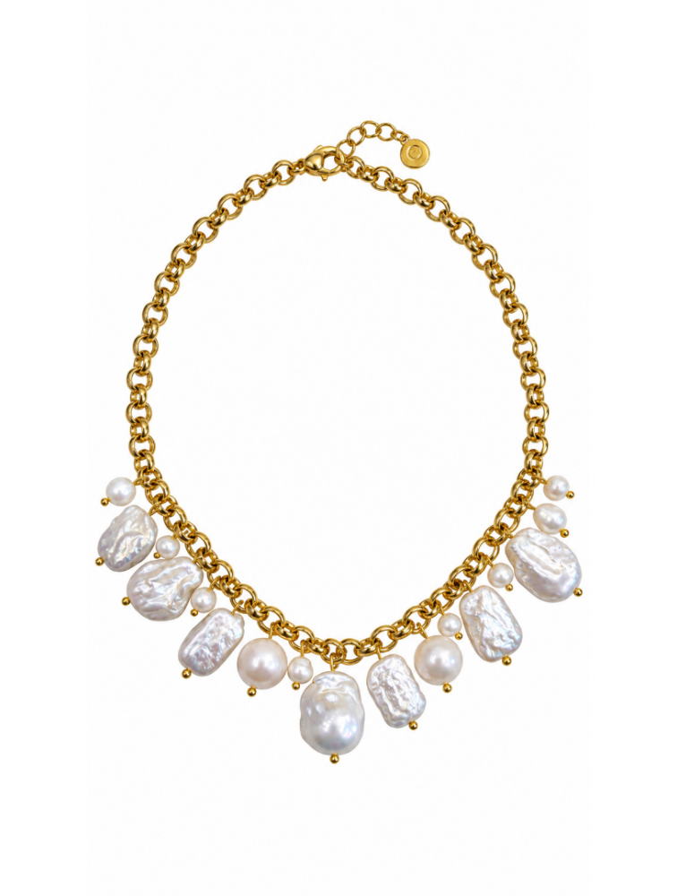 MAYOL JEWELRY Las Palmas Necklace Επιχρυσωμένο Κολιέ με Μαργαριτάρια