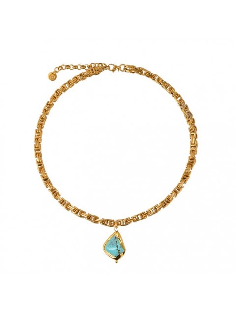MAYOL JEWELRY Point Break Necklace Gold Necklace with Turquoise Stone