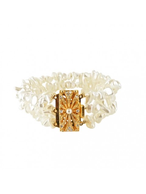 MAYOL JEWELRY White Wedding Bracelet Βραχιόλι με Μαργαριτάρια