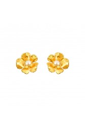 MAYOL JEWELRY Wild Orchid Earrings Επιχρυσωμένα Σκουλαρίκια με Μαργαριτάρια