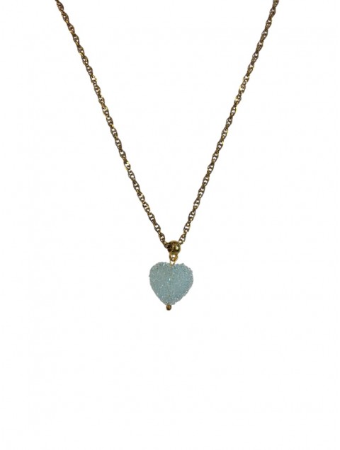 MAYOL JEWELRY Candyshack Necklace Light Blue Γαλάζιο Επιχρυσωμένο Κολιέ Σε Σχήμα Καρδιάς