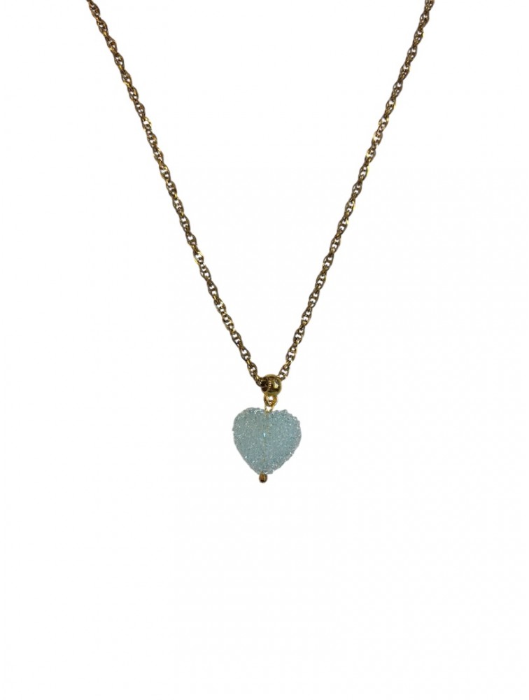 MAYOL JEWELRY Candyshack Necklace Light Blue Γαλάζιο Επιχρυσωμένο Κολιέ Σε Σχήμα Καρδιάς