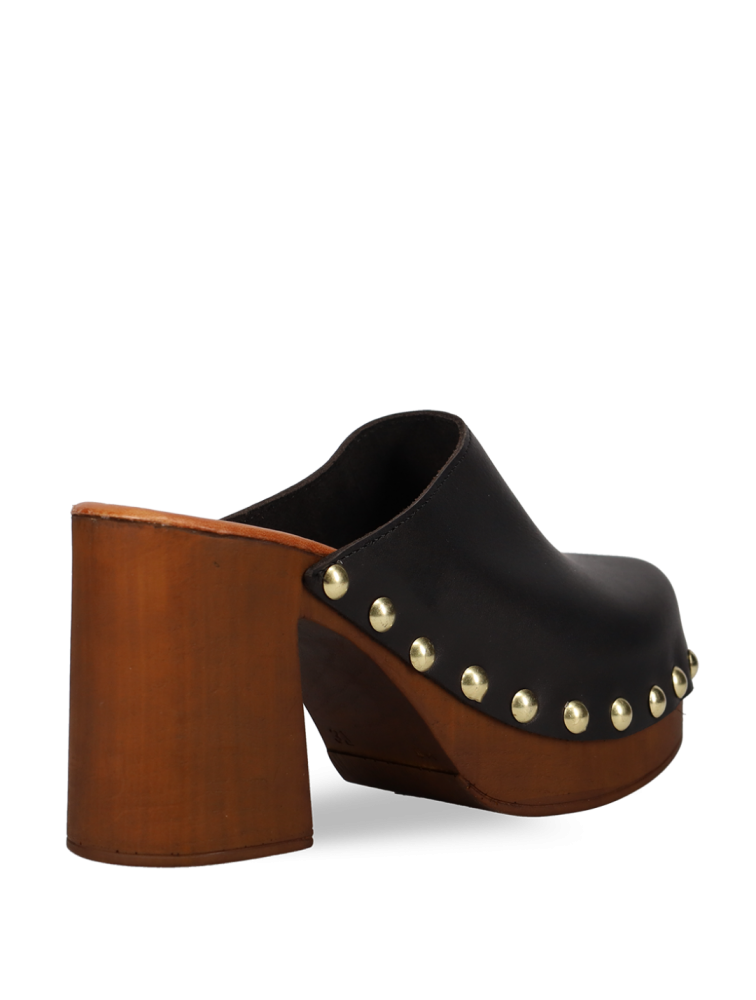 MIGATO Μαύρο δερμάτινο mule