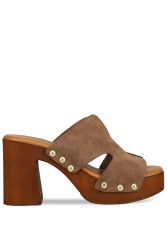 MIGATO Taupe δερμάτινο γυναικείο mule