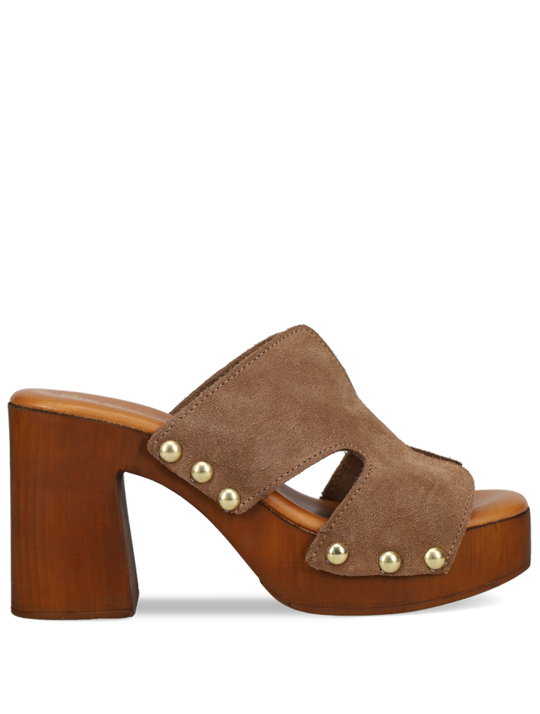 MIGATO Taupe δερμάτινο γυναικείο mule