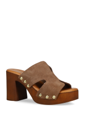MIGATO Taupe δερμάτινο γυναικείο mule