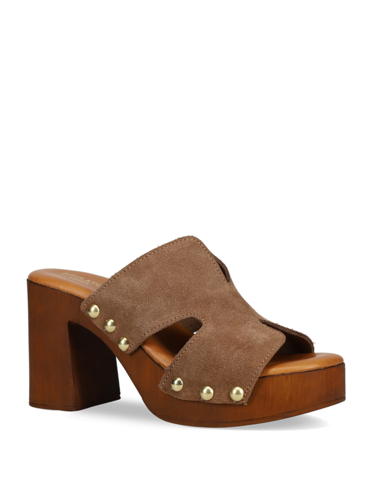 MIGATO Taupe δερμάτινο γυναικείο mule