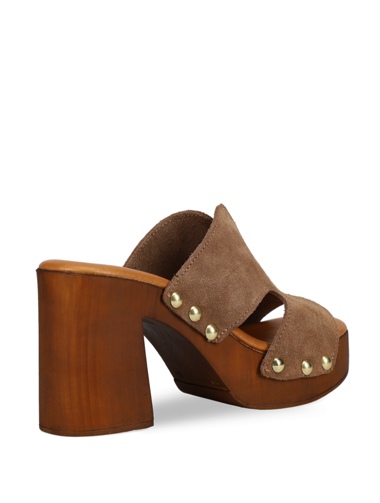 MIGATO Taupe δερμάτινο γυναικείο mule