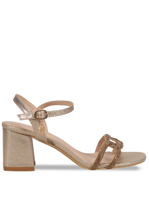 MIGATO Rose Gold women's sandals with rhinestones