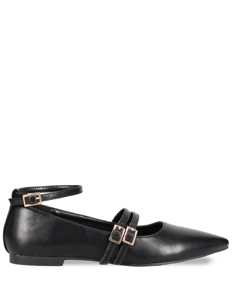 MIGATO Black matte women's ballerinas with straps