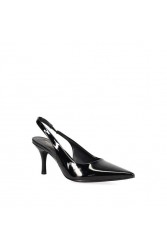 MIGATO Μαύρη Εξώφτερνη Γόβα Λουστρίνι