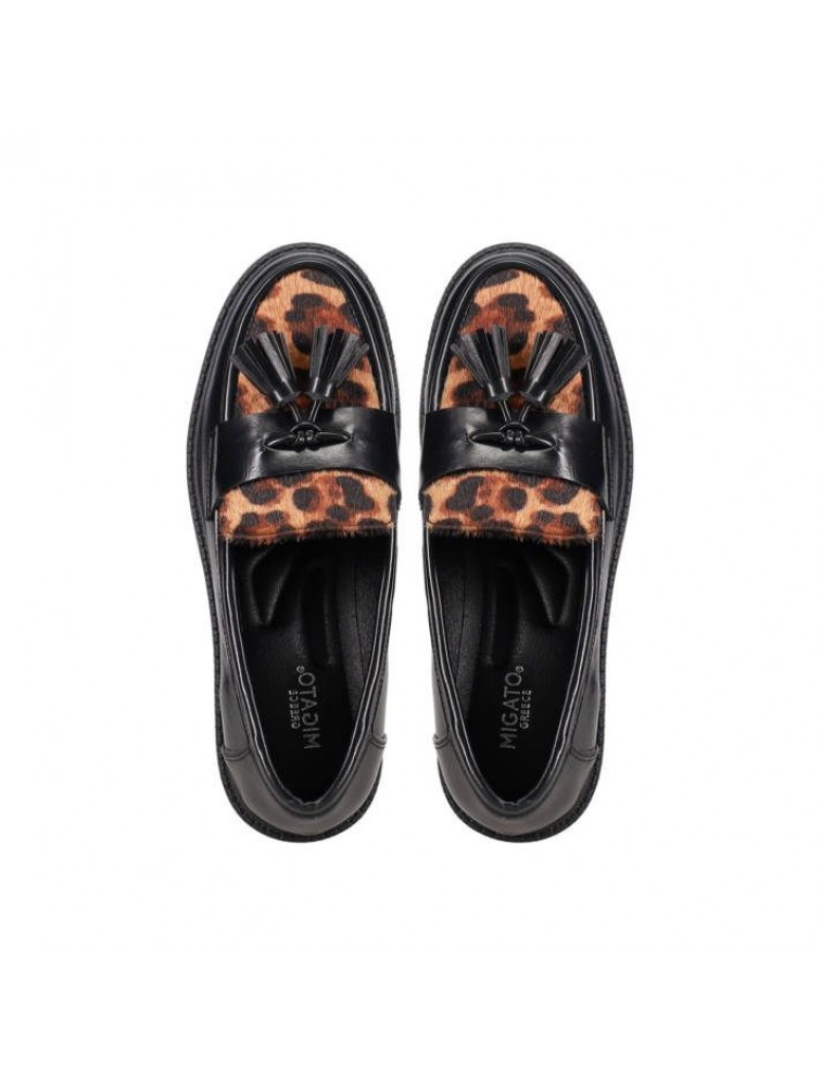 MIGATO Μαύρο Λεοπάρ loafer
