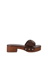 MIGATO Καφέ Clogs με Χρυσή Αγκράφα