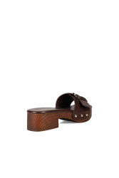MIGATO Καφέ Clogs με Χρυσή Αγκράφα