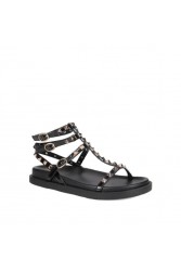 MIGATO Black Footbed Sandal with Studs