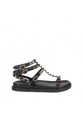 MIGATO Black Footbed Sandal with Studs
