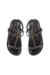 MIGATO Black Footbed Sandal with Studs