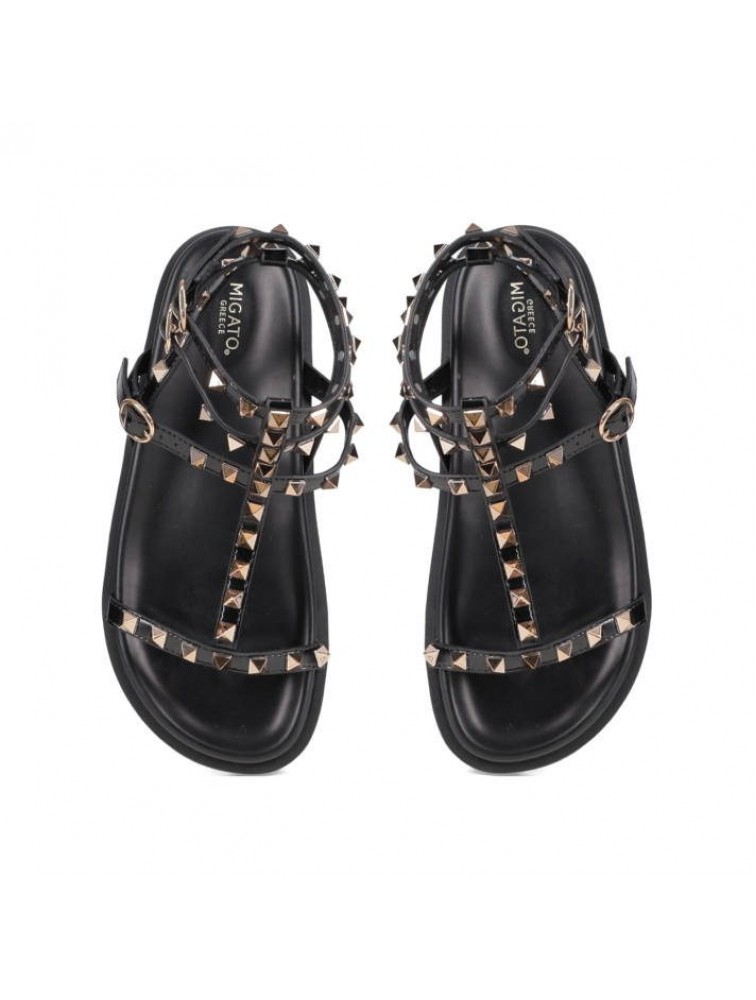 MIGATO Black Footbed Sandal with Studs