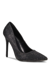 MIGATO Μαύρη γυναικεία γόβα με στρας