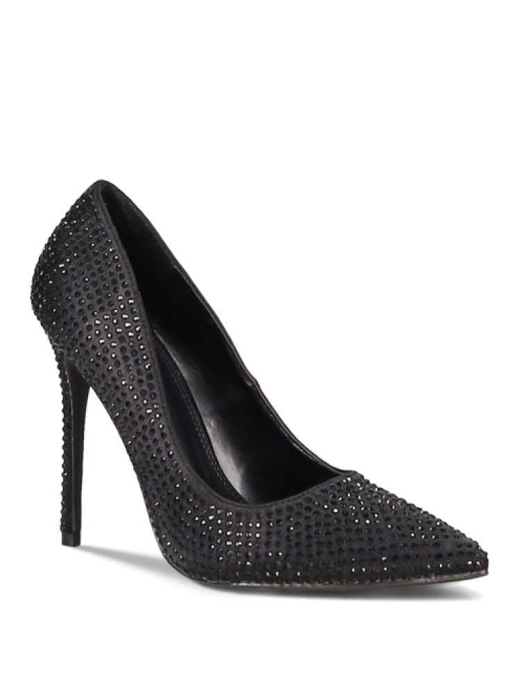 MIGATO Μαύρη γυναικεία γόβα με στρας