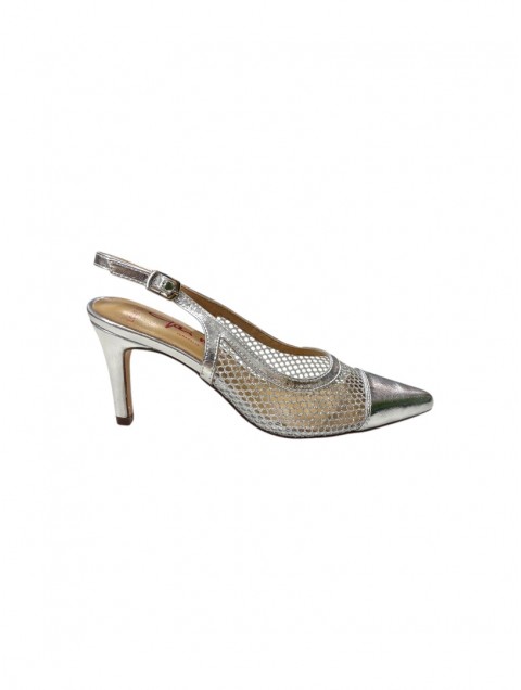 MIGATO (gai mattiolo) Silver Perforated Women's Heels With Glitter