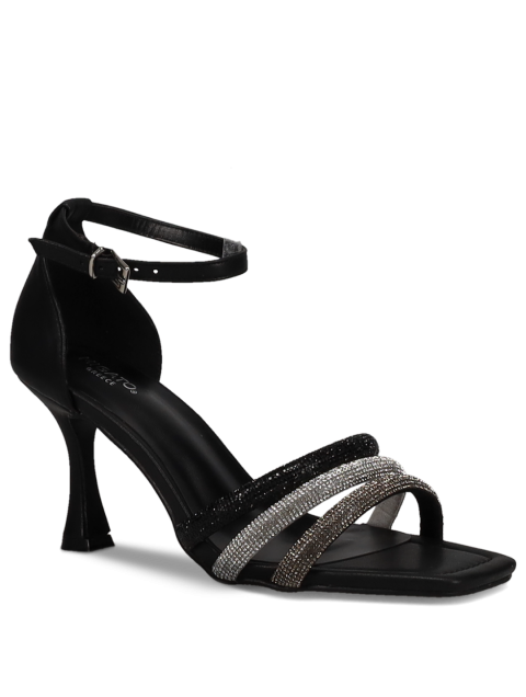 MIGATO Black women's sandal with rhinestones