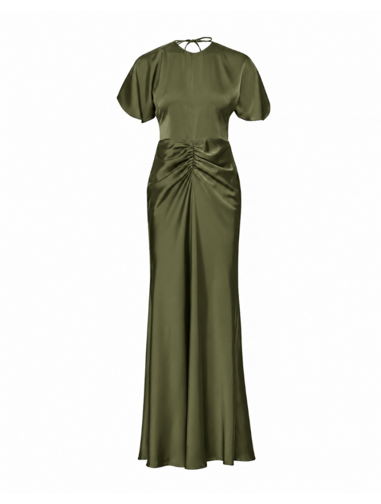 MIX AND MATCH Jessica Dress Khaki Χακί Σατέν Φόρεμα