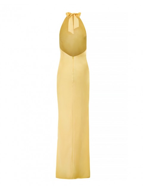 MIX AND MATCH Kyma Dress Butteryellow Κίτρινο Μάξι Σατέν Φόρεμα