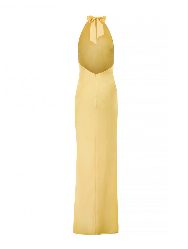 MIX AND MATCH Kyma Dress Butteryellow Κίτρινο Μάξι Σατέν Φόρεμα