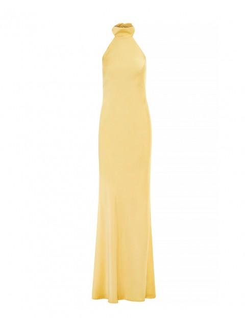 MIX AND MATCH Kyma Dress Butteryellow Κίτρινο Μάξι Σατέν Φόρεμα