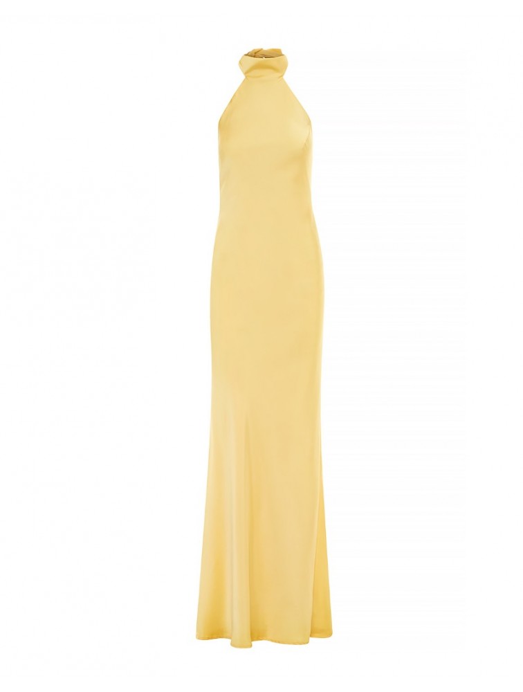 MIX AND MATCH Kyma Dress Butteryellow Κίτρινο Μάξι Σατέν Φόρεμα
