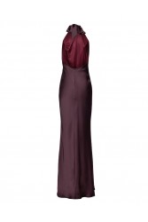 MIX AND MATCH Kyma Dress Purplish Brown Μωβ Μάξι Σατέν Φόρεμα