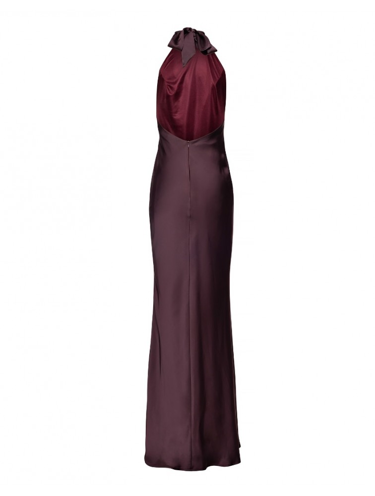 MIX AND MATCH Kyma Dress Purplish Brown Μωβ Μάξι Σατέν Φόρεμα