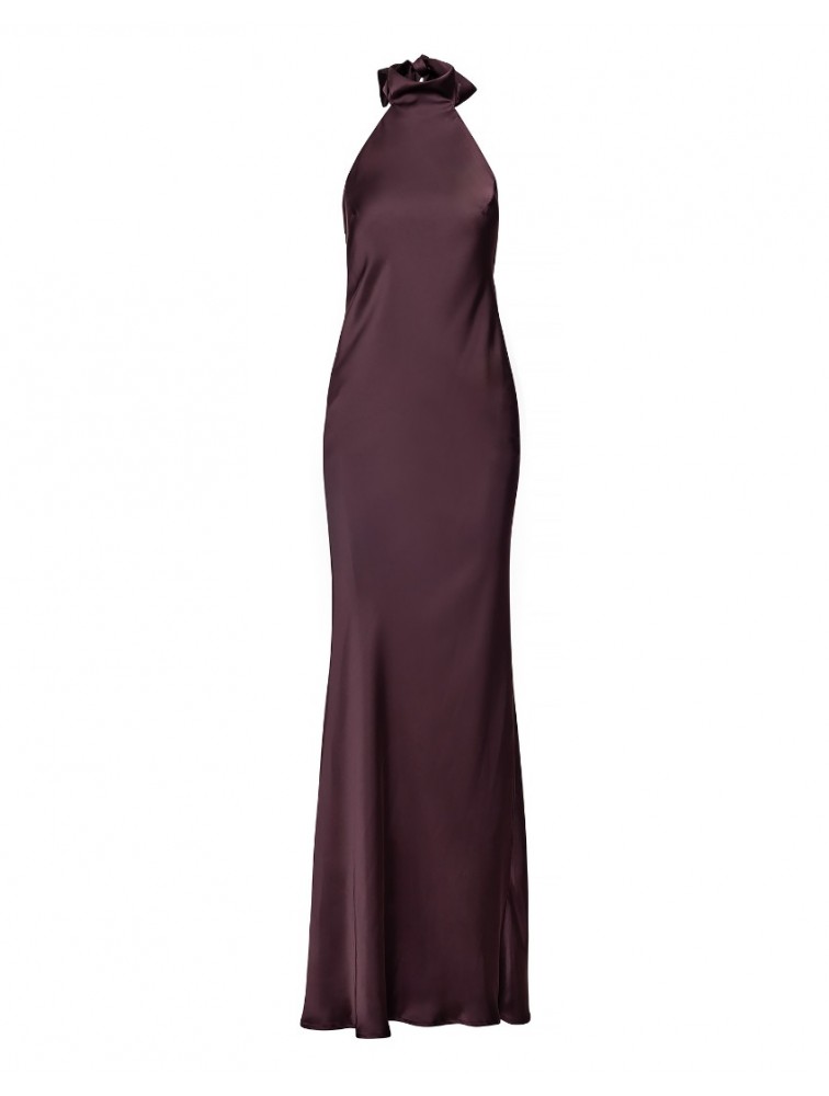MIX AND MATCH Kyma Dress Purplish Brown Μωβ Μάξι Σατέν Φόρεμα