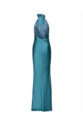 MIX AND MATCH Kyma Dress Turqoise Τυρκουάζ Μάξι Σατέν Φόρεμα