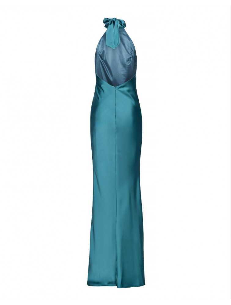 MIX AND MATCH Kyma Dress Turqoise Τυρκουάζ Μάξι Σατέν Φόρεμα