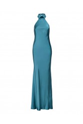 MIX AND MATCH Kyma Dress Turqoise Τυρκουάζ Μάξι Σατέν Φόρεμα