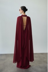 MIX AND MATCH Luisa Dress Cherry Red Κερασί Σατέν Μάξι Φόρεμα