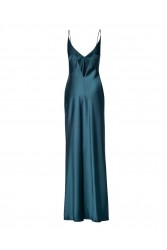 MIX AND MATCH Luisa Dress Emerald Σμαραγδί Σατέν Μάξι Φόρεμα