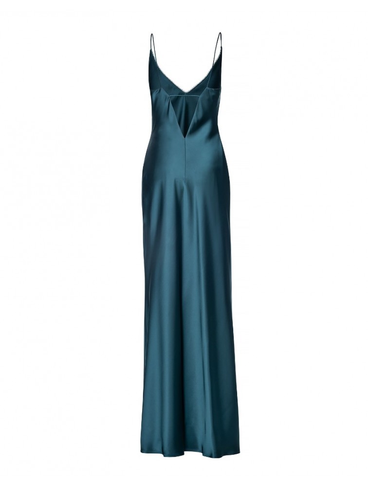 MIX AND MATCH Luisa Dress Emerald Σμαραγδί Σατέν Μάξι Φόρεμα