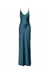 MIX AND MATCH Luisa Dress Emerald Σμαραγδί Σατέν Μάξι Φόρεμα