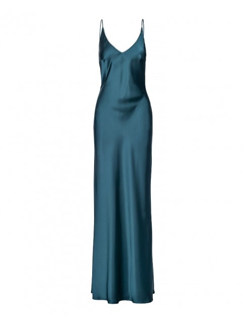 MIX AND MATCH Luisa Dress Emerald Σμαραγδί Σατέν Μάξι Φόρεμα