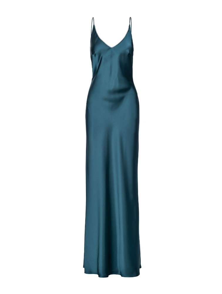 MIX AND MATCH Luisa Dress Emerald Σμαραγδί Σατέν Μάξι Φόρεμα